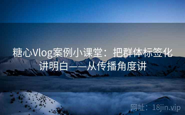 糖心Vlog案例小课堂：把群体标签化讲明白——从传播角度讲